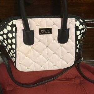 Betsey Johnson Pink and Black Quilted Satchel